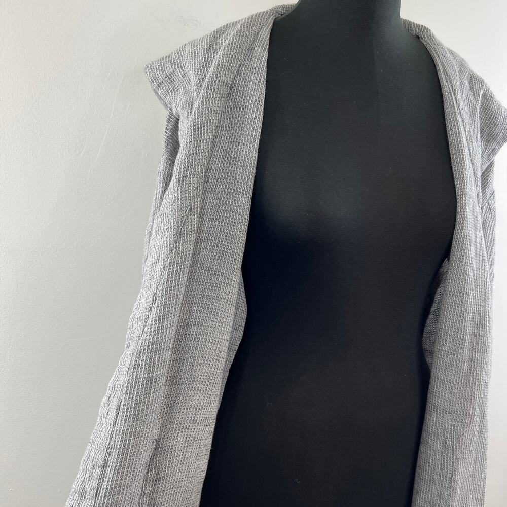 Swan Made In NY Gray Half Sleeve Open Front Hooded Cardigan Sweater Robe Size S - Picture 7 of 9